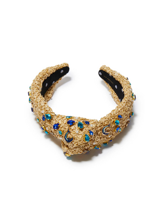 Lele Sadoughi Azure Raffia Knotted Dolphin Embellished Headband