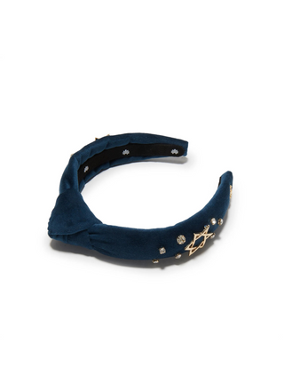 Lele Sadoughi Navy Kids Crystal Star Holiday Knotted Headband