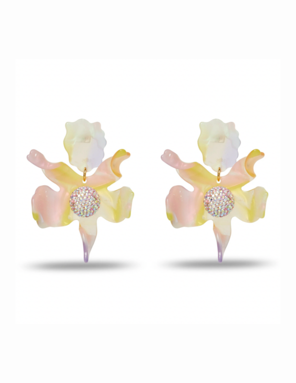 Lele Sadoughi Apricot Ombre Crystal Lily Earrings