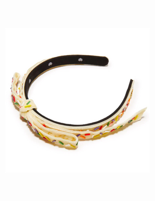 Lele Sadoughi Buttercream Embellished Bardot Slim Ribbon Headband