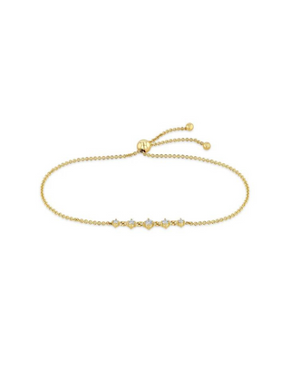 4k Gold Linked 5 Graduated Prong Diamond Bolo Bracelet