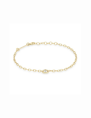 Zoe Chicco 14K BAGUETTE DIAMOND OPEN LINK SQUARE OVAL CHAIN BRACELET