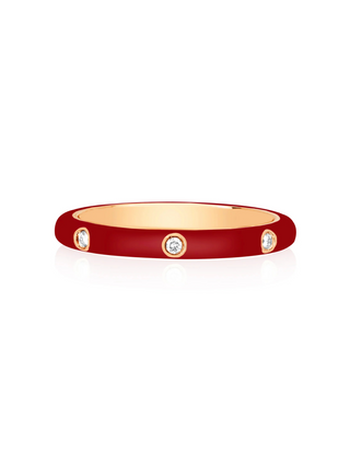 EF Collection 3 Diamond & Crimson Enamel Stack Ring