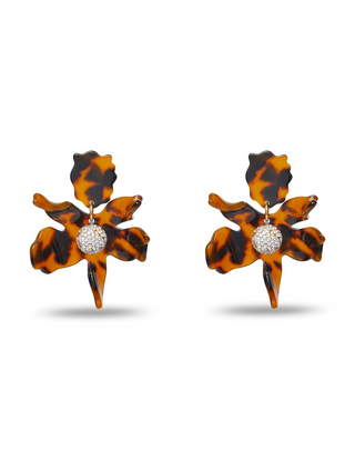 Lele Sadoughi Tortoise Small Crystal Lily Earrings, lily earrings, fashion jewelry, flower earrings, earrings, lele sadoughi accessories