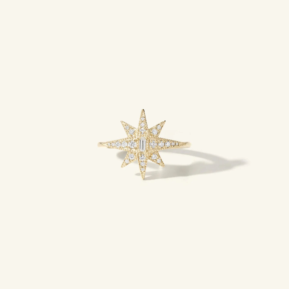 Zahava Heirlooms North Star Ring with Pavé Diamond in Yellow Gold