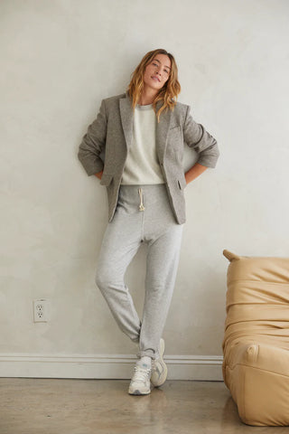 Perfect White Tee Ziggy Inside Out Cotton Fleece Shrunken Crew Heather Grey