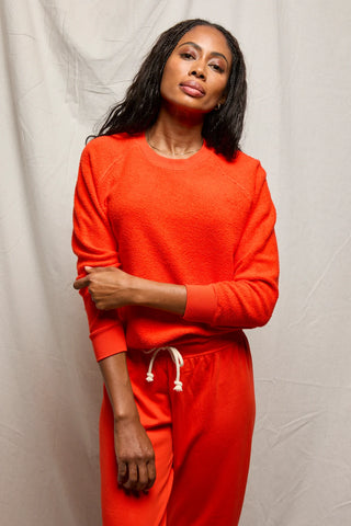 Perfect White Tee Ziggy Reverse Fleece Shrunken Crew Neck Sweatshirt Tomato