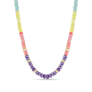 Zoe Chicco 14k Gold & Pastel Rainbow Opal Rondelle Bead Necklace, Zoe chicco 14k gold necklace, Zoe Chicco Necklace, Bead necklace, rainbow necklace