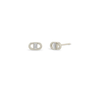 Zoe Chicco Baguette Diamond Open Link Stud Earring