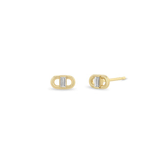 Zoe Chicco Baguette Diamond Open Link Stud Earring