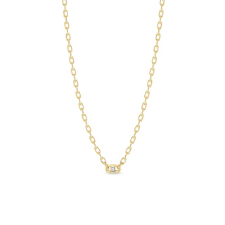 Zoe Chicco 14K GOLD BAGUETTE DIAMOND OPEN LINK SQUARE OVAL CHAIN NECKLACE