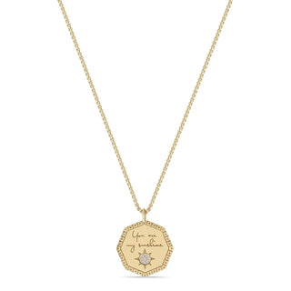 Zoe Chicco 14k Gold Medium "You Are My Sunshine" Diamond Octagon Mantra Box Chain Necklace