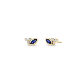 Zoe Chicco Gold Marquise Blue Sapphire & Diamond Trio Stud Earring-Right