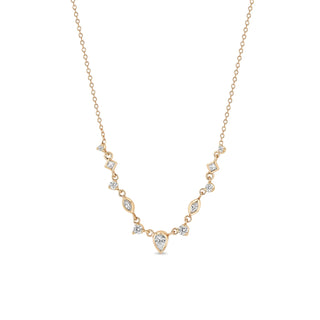 Zoe Chicco 14k 11 Linked Mixed Fancy Cut Diamond Necklace, Zoe Chicco 14k necklace, 14k gold necklace, Zoe Chicco Gold Diamond Necklaces, gold necklaces, princess cut necklace, linked necklaces