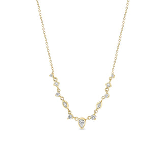 Zoe Chicco 14k 11 Linked Mixed Fancy Cut Diamond Necklace, Zoe Chicco 14k necklace, 14k gold necklace, Zoe Chicco Gold Diamond Necklaces, gold necklaces, princess cut necklace, linked necklaces