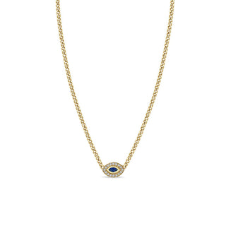 Zoe Chicco 14K XS Curb Chain Marquise Blue Sapphire Halo Necklace, Blue Sapphire Halo Necklace, Halo Necklace, BLUE Halo Necklace, BLUE NECKLACE, gold necklace, Zoe Chicco gold necklace, Zoe Chicco Blue necklace, Zoe Chicco Gold necklace, sapphire necklace