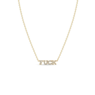 Zoe Chicco 14K Itty Bitty Pavé Diamond FUCK Necklace, fuck necklace, gold necklace, chain necklace, Zoe Chicco Fuck necklace