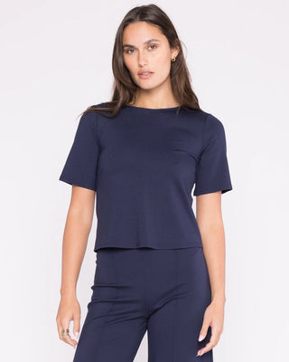 Ripley Rader Navy Ponte Knit Short Sleeve Top Extended