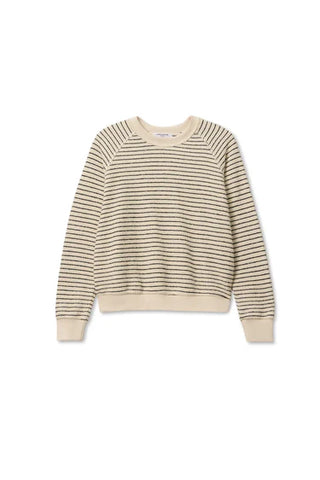 Perfect White Tee Alexi French Terry Raglan Crew Sweatshirt Stripe