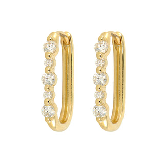Three Stories Alternating Diamond Cushion Hoop Earring