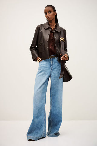 Ba&sh Gaspard Milos Leather Jacket Marron