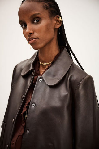 Ba&sh Gaspard Milos Leather Jacket Marron