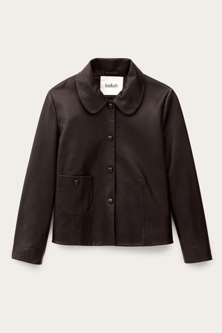 Ba&sh Gaspard Milos Leather Jacket Marron