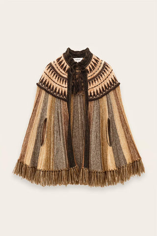 Ba&sh Woolen Poncho Prato Brown