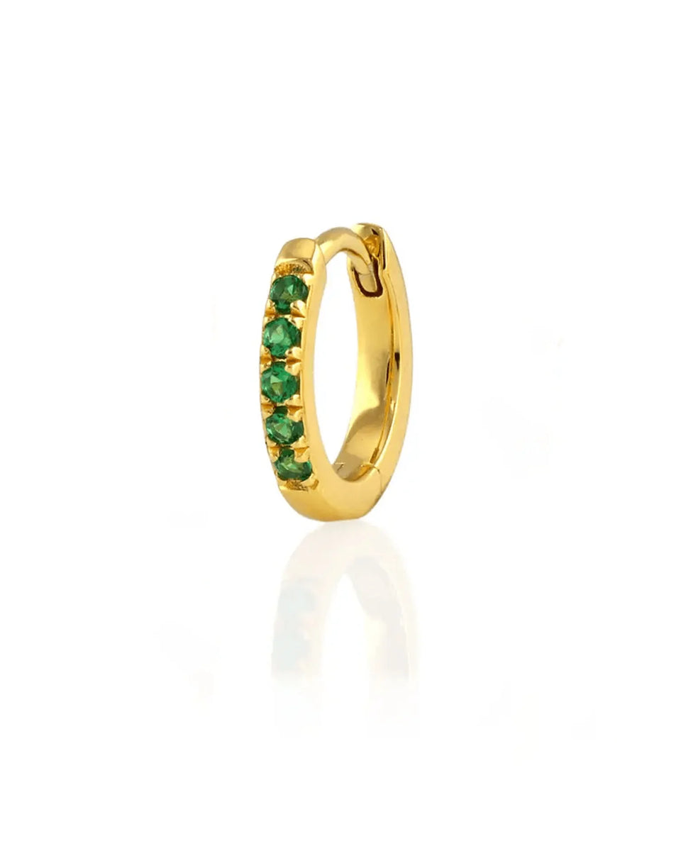 Kris Nations Crystal Huggie Hoop Earring Emerald-18K Gold Vermeil
