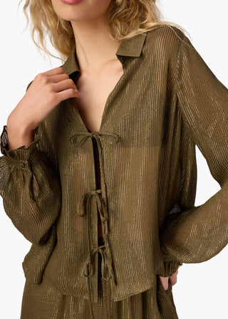 Cami NYC Niecey Metallic Chiffon Blouse Grove