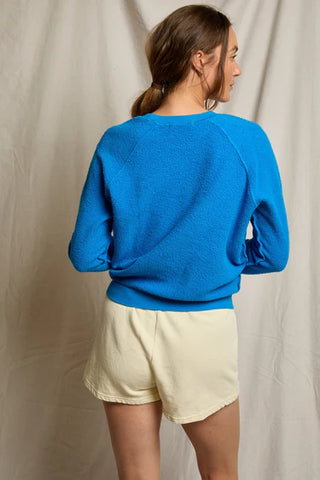 Perfect White Tee Ziggy Reverse Fleece Crew Neck Sweatshirt Cobalt