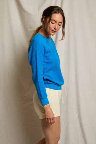 Perfect White Tee Ziggy Reverse Fleece Crew Neck Sweatshirt Cobalt