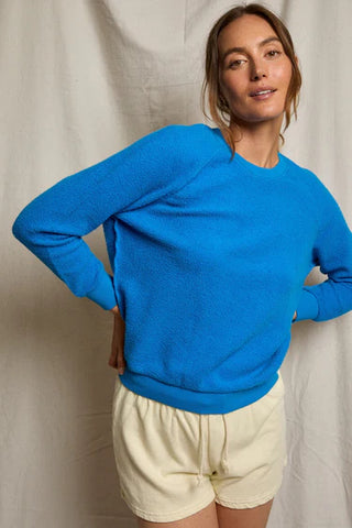 Perfect White Tee Ziggy Reverse Fleece Crew Neck Sweatshirt Cobalt