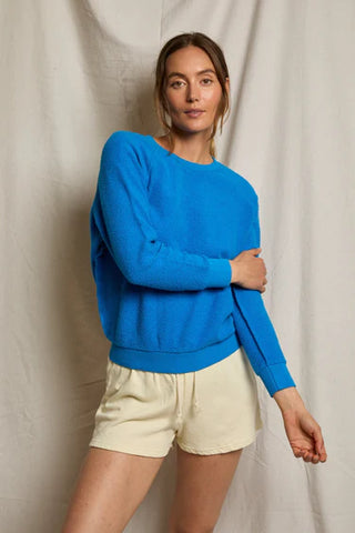 Perfect White Tee Ziggy Reverse Fleece Crew Neck Sweatshirt Cobalt