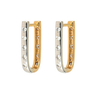 Three Stories White and Yellow Double Sided Curved Diamond Hoop