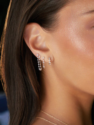 EF Collection Diamond Fleur Double Stud Earring