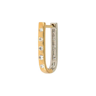 Three Stories White and Yellow Double Sided Curved Diamond Hoop