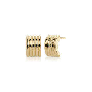 Gold hoop earrings on a white background-ef collection jumbo fluted stud earrings