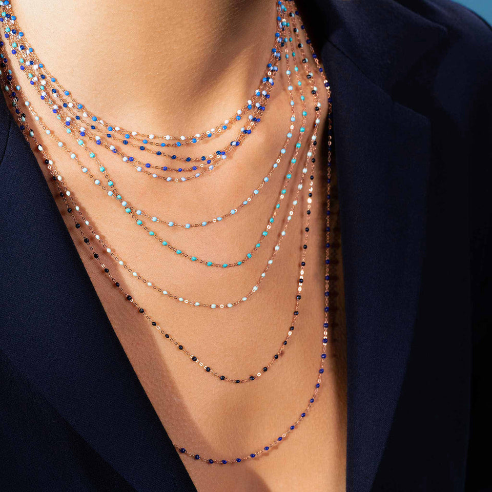 Gigi clozeau Blue and yellow gold classic necklace, gigi clozeau classic necklace, Gigi clozeau blue necklaces, blue necklace, french necklace, blue and yellow gold