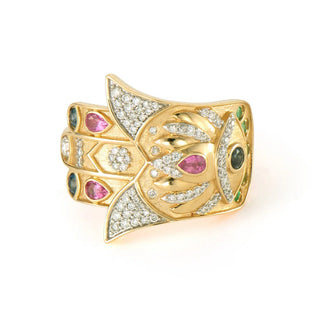 Three Stories Bejeweled Sideways Hamsa Ring