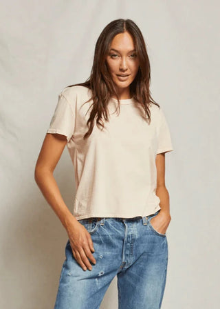 Perfect White Tee Harley Cotton Boxy Crew Tee Peaches and Cream