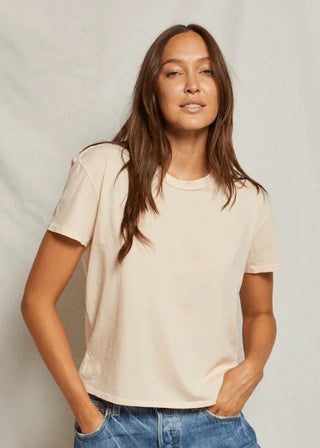 Perfect White Tee Harley Cotton Boxy Crew Tee Peaches and Cream