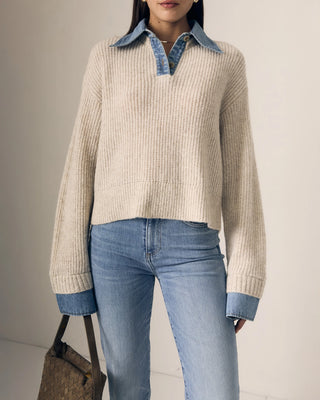 Le Jean Harvey Sweater superlight denim and oatmeal