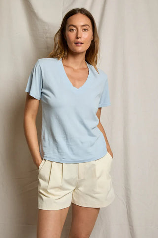 Perfect White Tee Hendrix Cotton Boxy V-Neck Tee Powder Blue