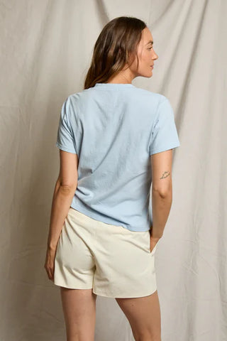 Perfect White Tee Hendrix Cotton Boxy V-Neck Tee Powder Blue