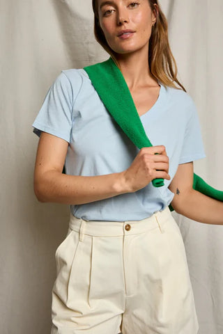Perfect White Tee Hendrix Cotton Boxy V-Neck Tee Powder Blue