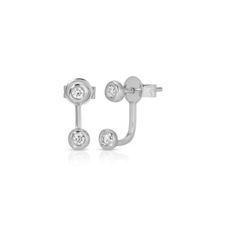 14k white gold EF Collection Diamond Pillow Illusion Earring featuring a square diamond cluster for a modern illusion effect