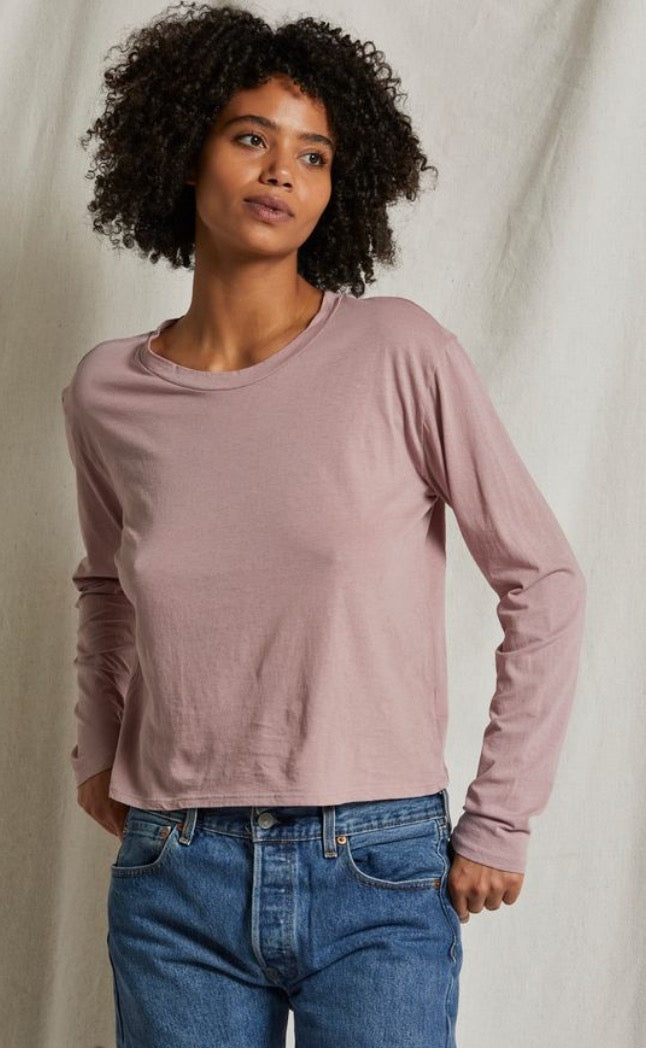 Perfect White Tee Axel Crispy Lightweight Cotton Box Long Sleeve Crew Tee Mauve