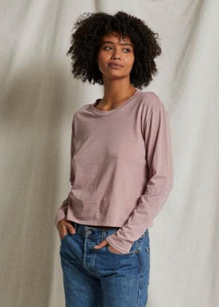 Perfect White Tee Axel Crispy Lightweight Cotton Box Long Sleeve Crew Tee Mauve