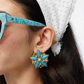 Lele Sadoughi Azure Astra Button Earrings